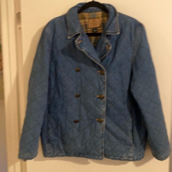 Lauren Jeans Co by Ralph Lauren Quilted Denim Jacket - Double Breasted sz XL - Picture 1 of 11